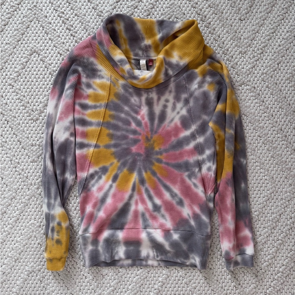 Pilcro Anthropologie Tie-Dye Waffle Funnel Neck Sweater XS